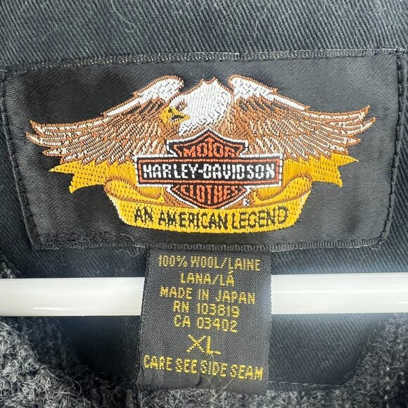 Harley Davidson 100% Wool Colorblock V-Neck Sweater Women's XL - Picture 2 of 3